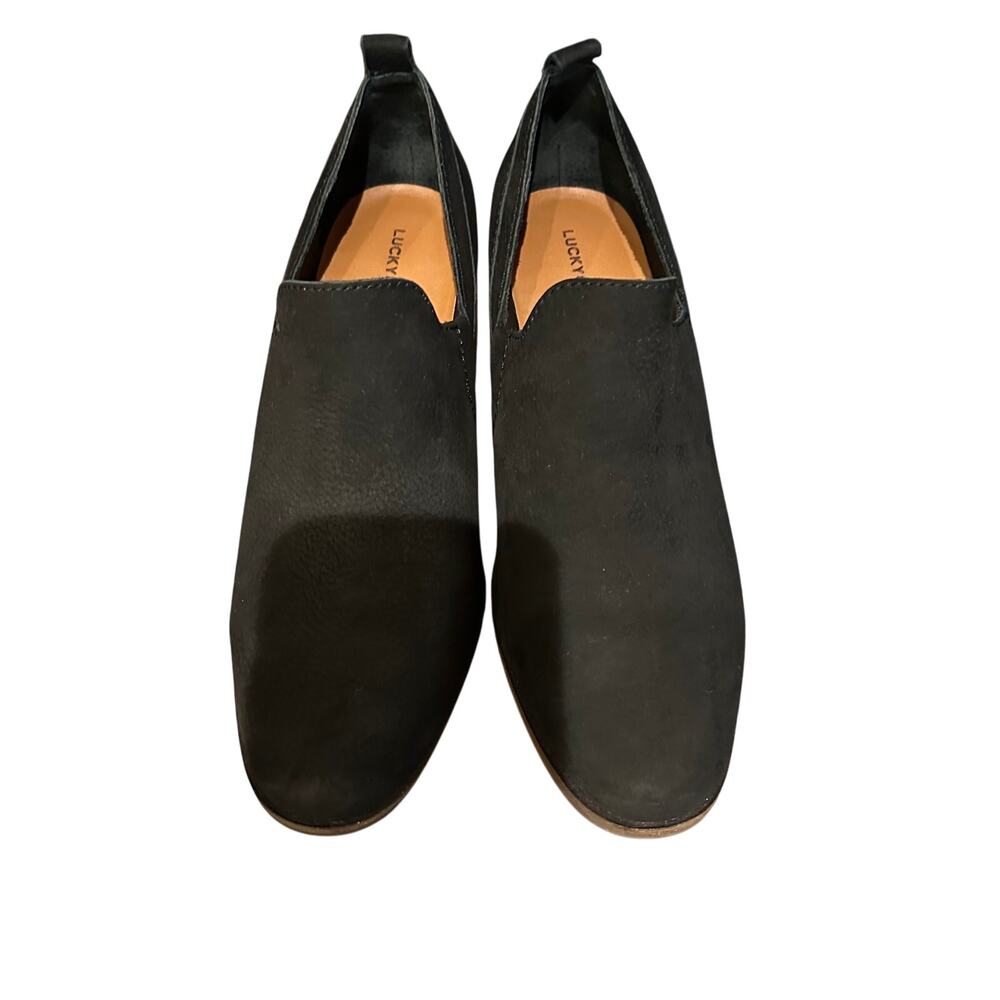 Lucky Brand Booties Size 9 Black Suede Leather Essential Wardrobe Minimalist